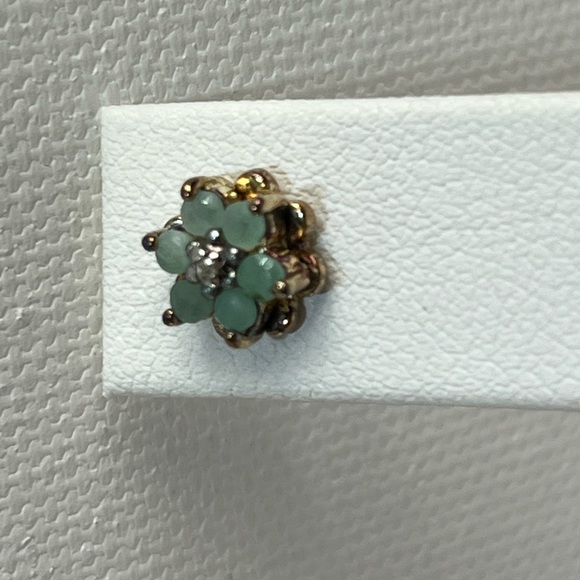 Vintage Jade Earrings with White Center Stone - Picture 2 of 5